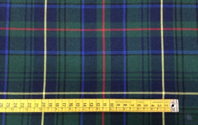 Tela de Cuadros Escoceses Azul, Verde, Rojo y Amarillo con cinta métrica como referencia - Conchi Berguño