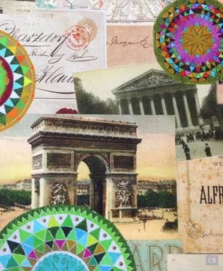Tela Half Panamá con Estampado Digital de Mandalas y fotos de París, Arco del Triunfo - Conchi Berguño