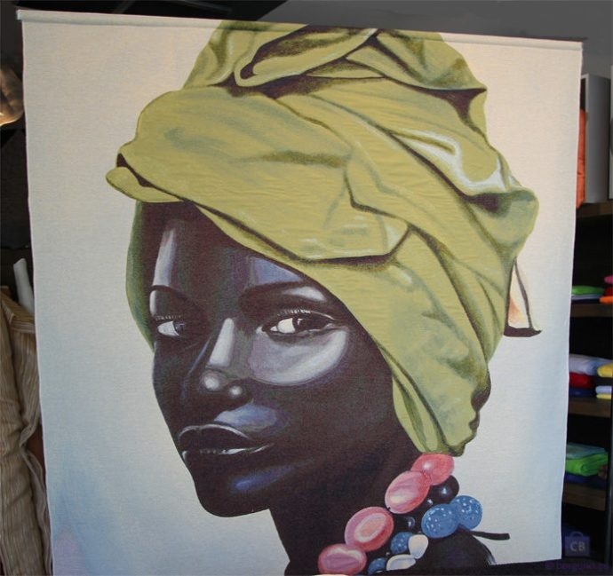 Mural Retrato Mujer Africana - Detalle - Conchi Berguño