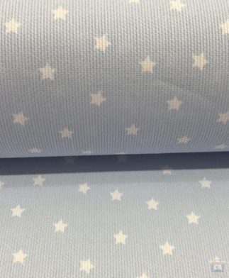 Tela Piqué de Canutillo Azul con Estrellas en Color Blanco - Conchi Berguño