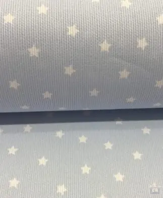 Tela Piqué de Canutillo Azul con Estrellas en Color Blanco - Conchi Berguño