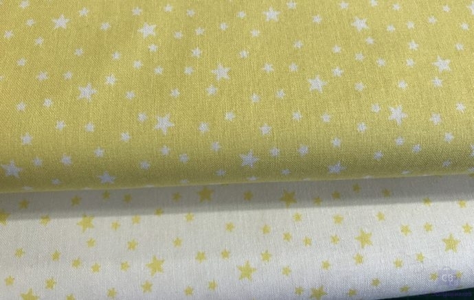 Tela de Patchwork Star Fondo Amarillo Estrella Blanca - Conchi Berguño