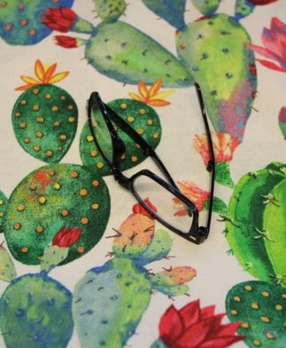 Tela Loneta Estampada Con Cactus y Chumberas,Detalle gafas.en ancho de 2.80-Conchi Berguño.