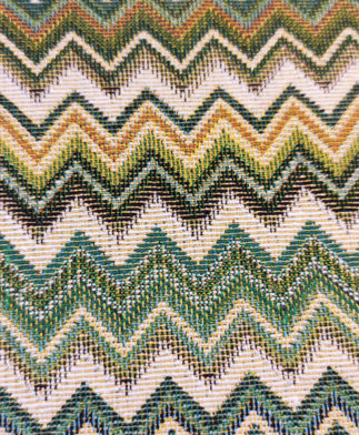 Cojín de Cretona con Zigzag Verde, de 50x50 cm - Detalle del tejido