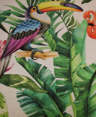 Tela Para Exterior Aves Exóticas Multicolor, Impermeable y Resistente a la Luz. Ancho 2.80m. Cinta2-Conchi Berguño.