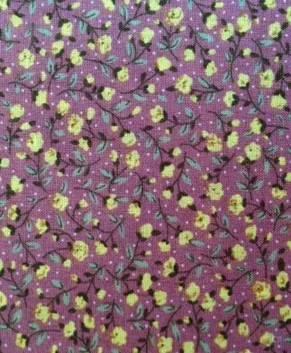 Tela de Patchwork Granate con Florecillas Amarillas - Conchi Berguño