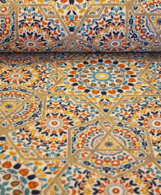 Tela Loneta Mosaico Estilo Cerámico Multicolor,Pieza. Ancho 2.80m-Conchi Beguño.