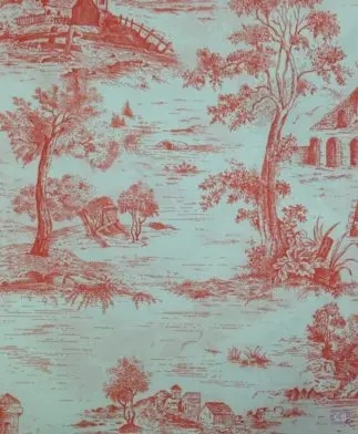 Tela de Sábana Toile de Jouy Rojo y fondo Blanco - Conchi Berguño